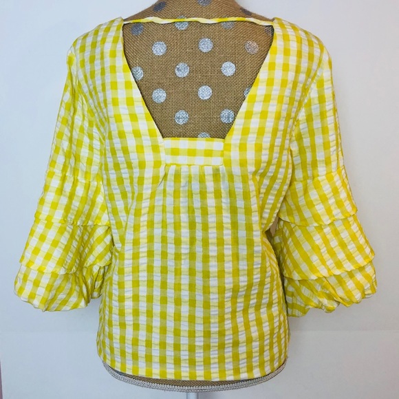 Velvet Heart Yellow Gingham Blouse Size XS - Picture 4 of 7